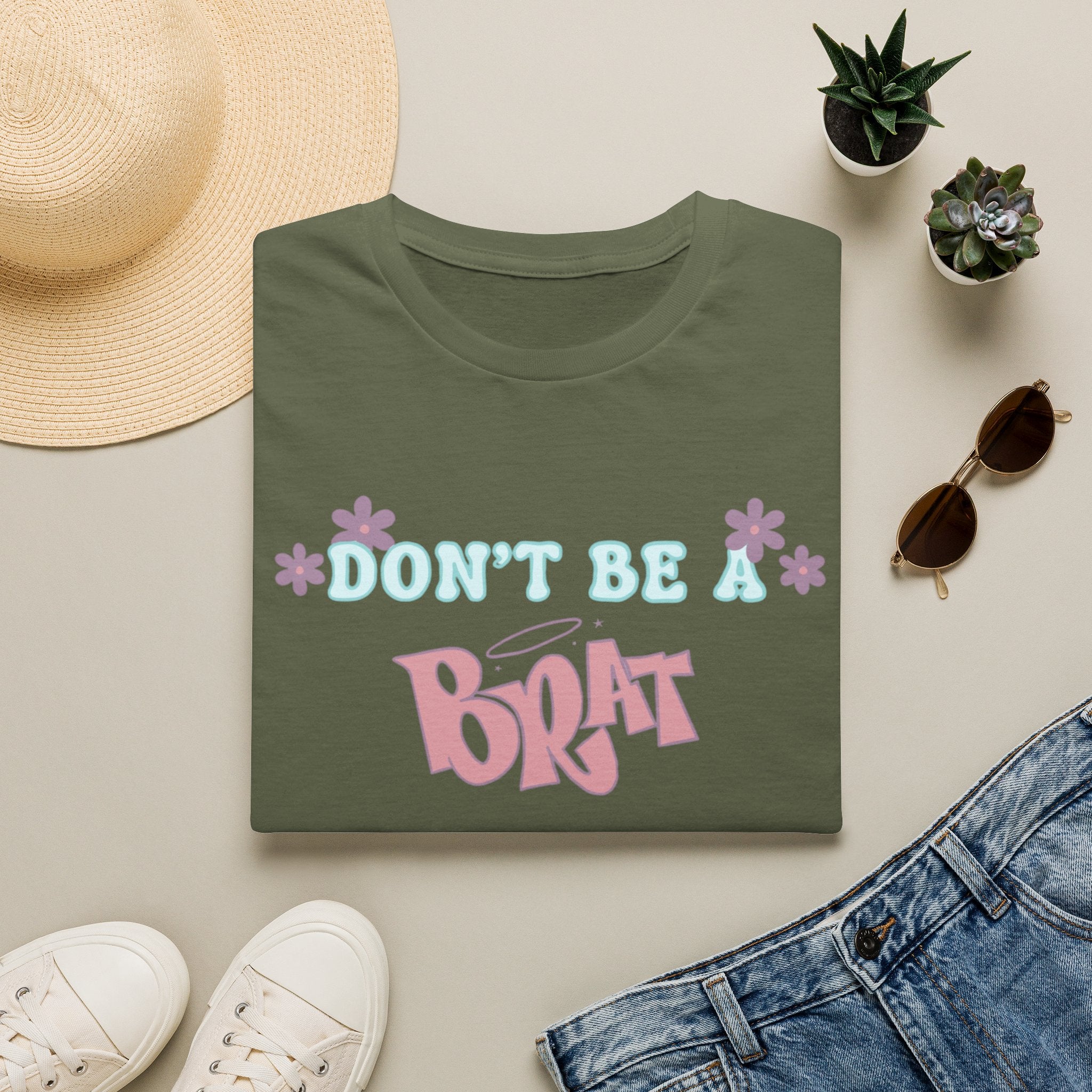 Don’t Be A Brat T-Shirt — Cute Pastel Floral Graphic Tee