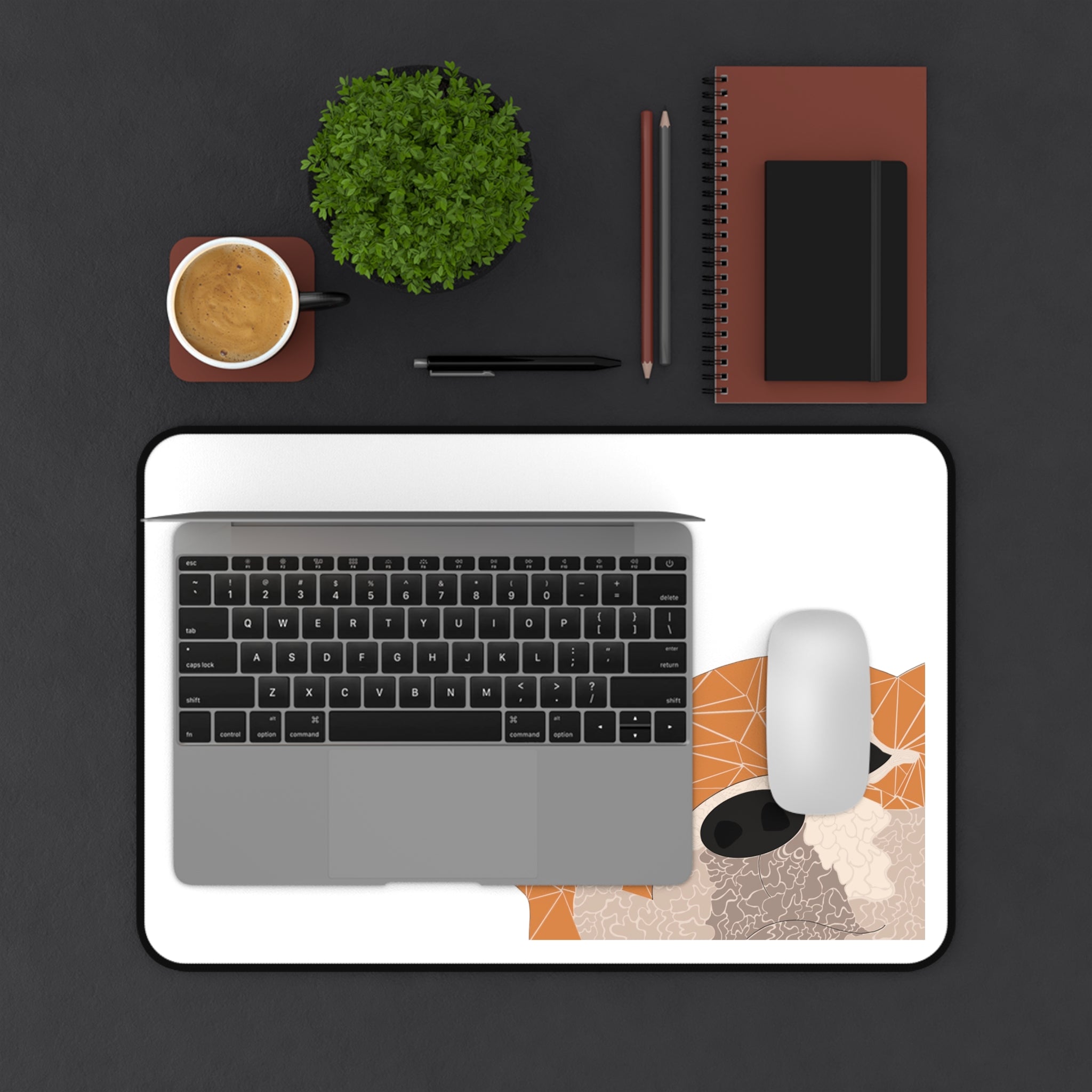 Geometric Shiba Inu Peek Desk Mat | Cute Dog Mousepad