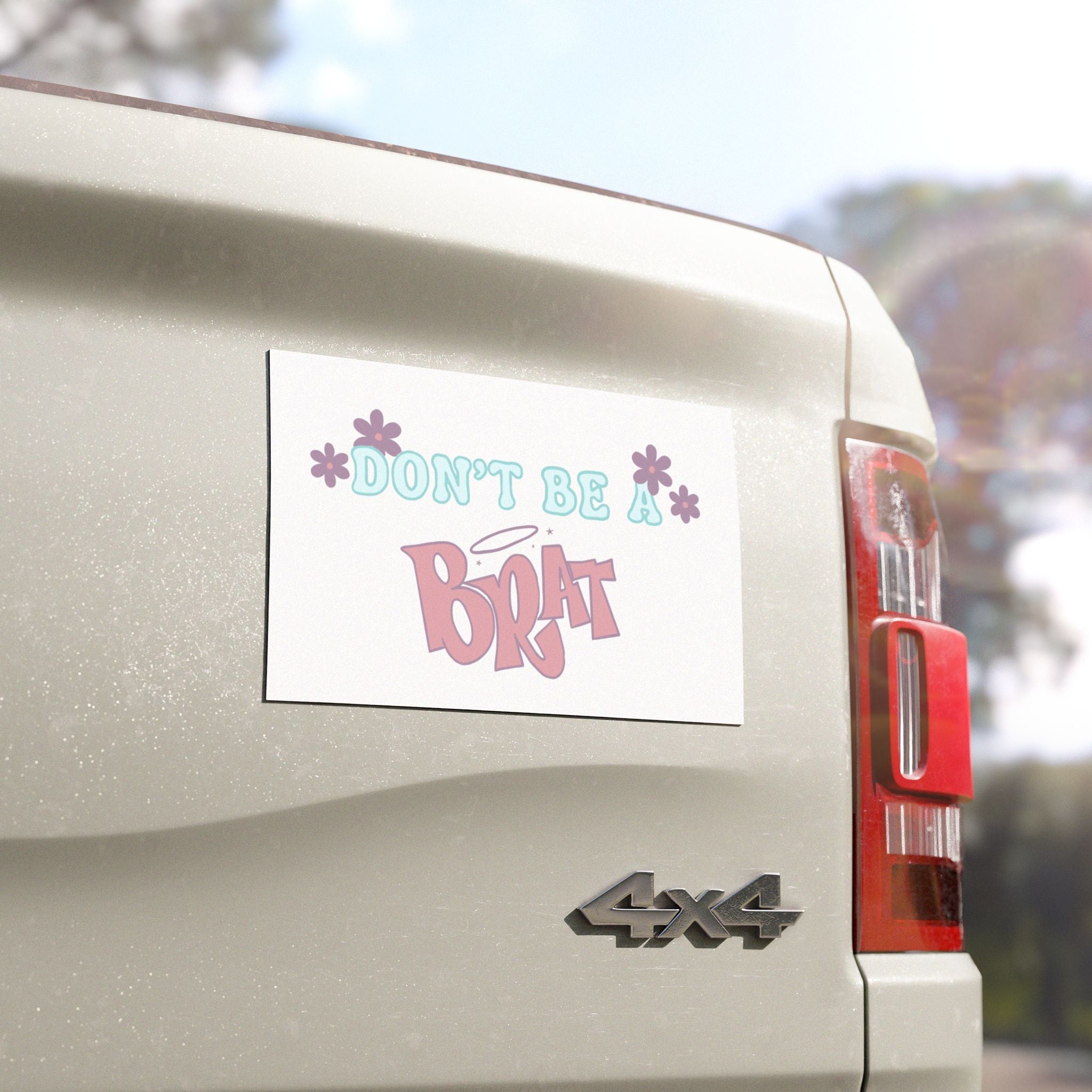Don’t Be a Brat Car Magnet — Cute Pastel Floral Funny Sticker for Cars
