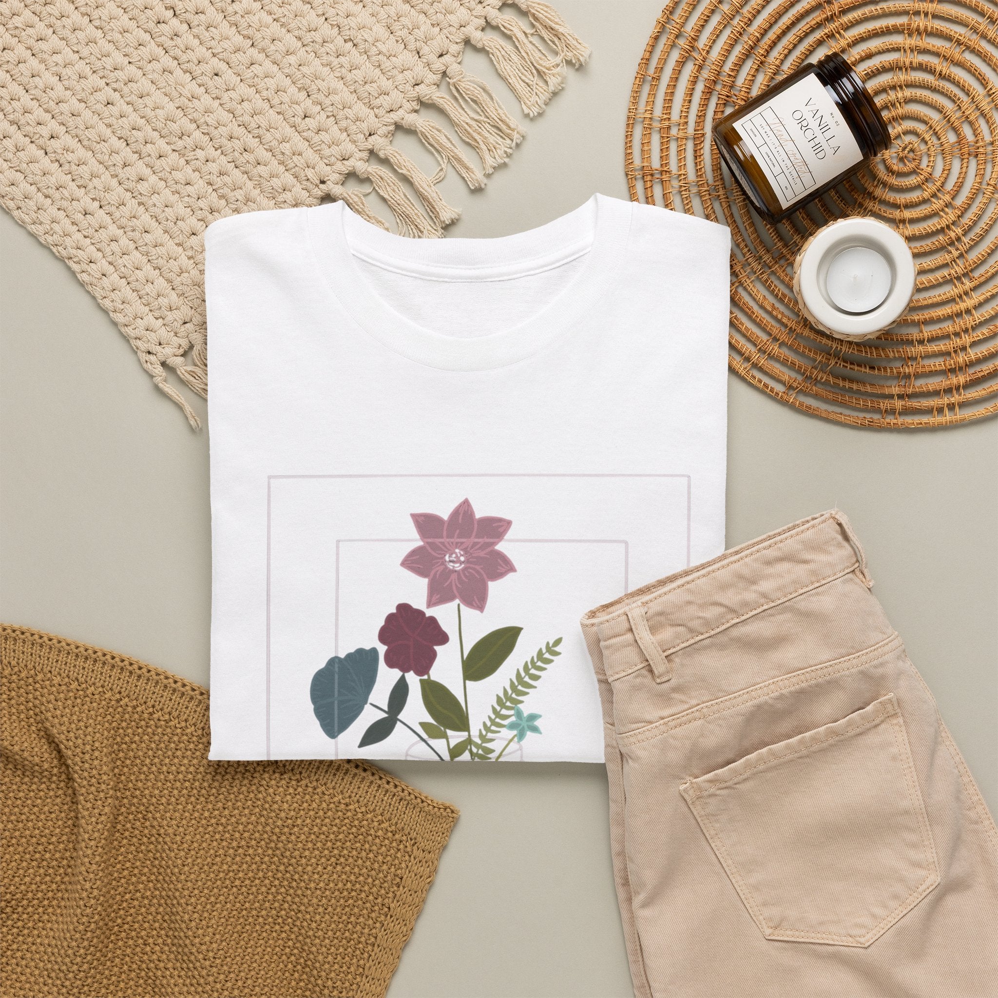 Vintage Botanical Floral Bouquet Tee | Pressed Flower Illustration