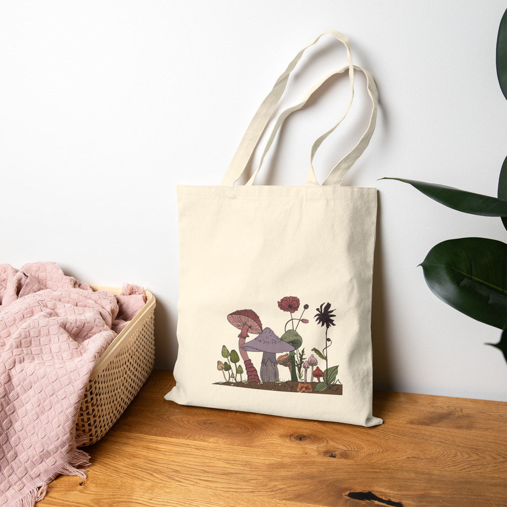 Tote Bag — Whimsical Mushroom & Wildflower Canvas Tote