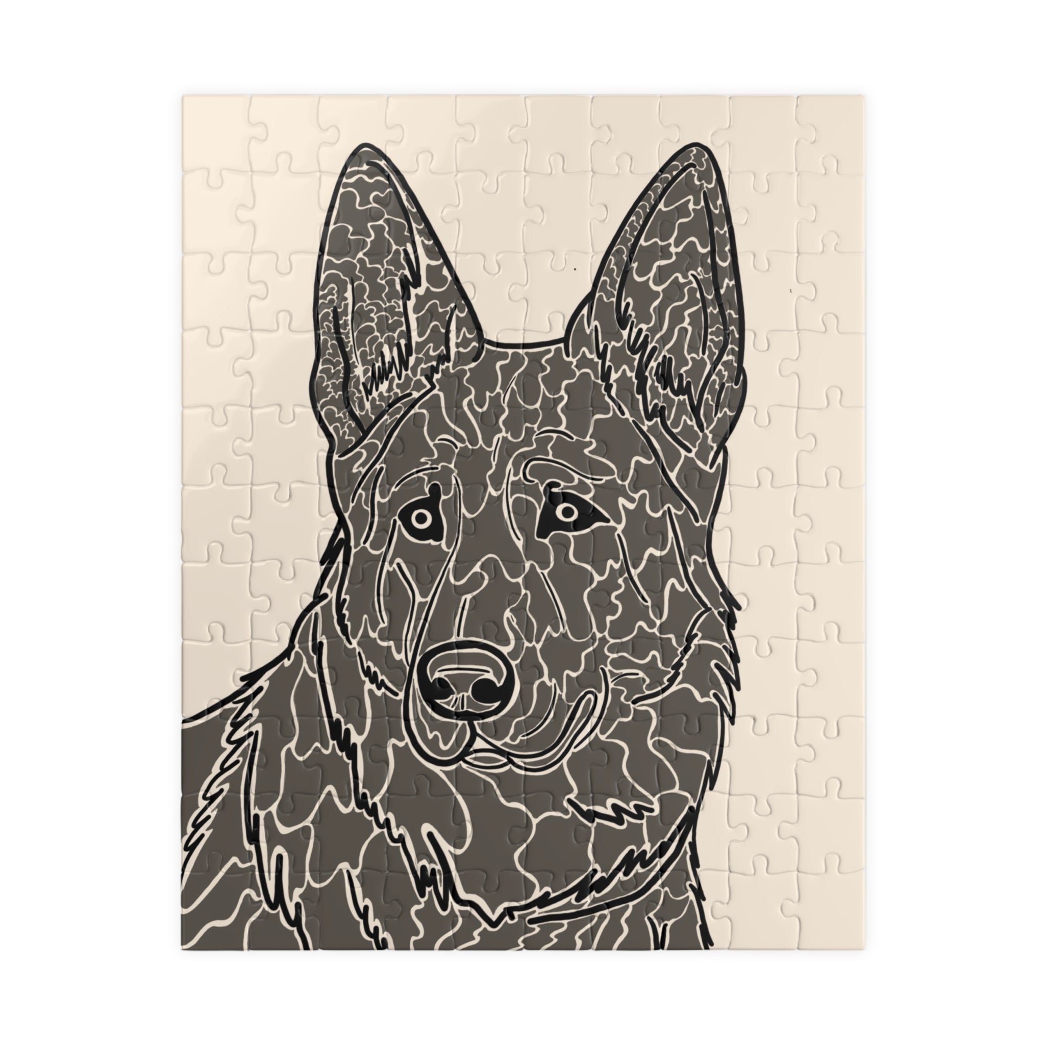 German Shepherd Line Art Puzzle | Dog Portrait Jigsaw 110-520 Pieces