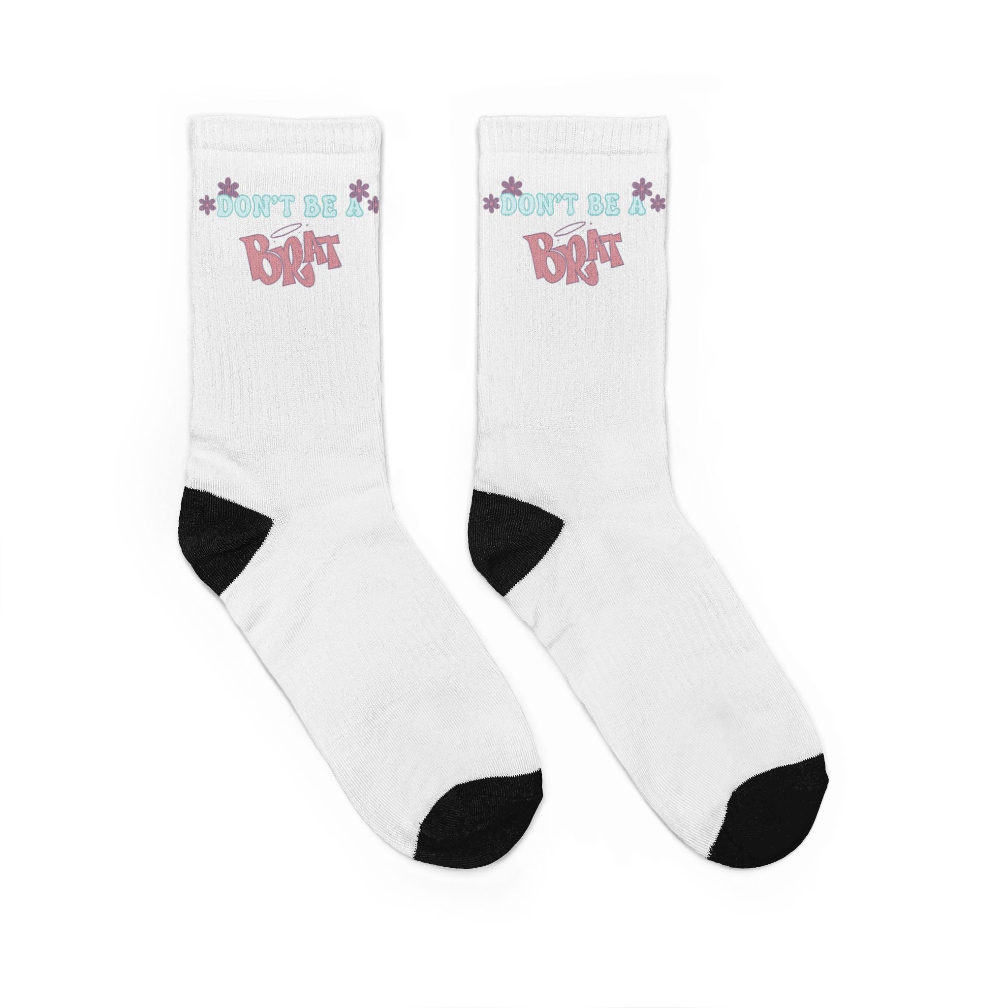 Cute 'Don't Be Mean' Padded Crew Socks — Graphic Comfort Socks