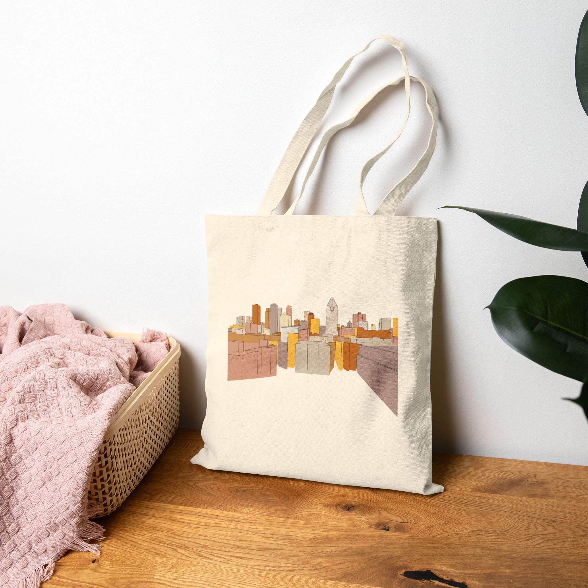 City Rooftops Canvas Tote Bag — Minimal Skyline Eco Market Tote