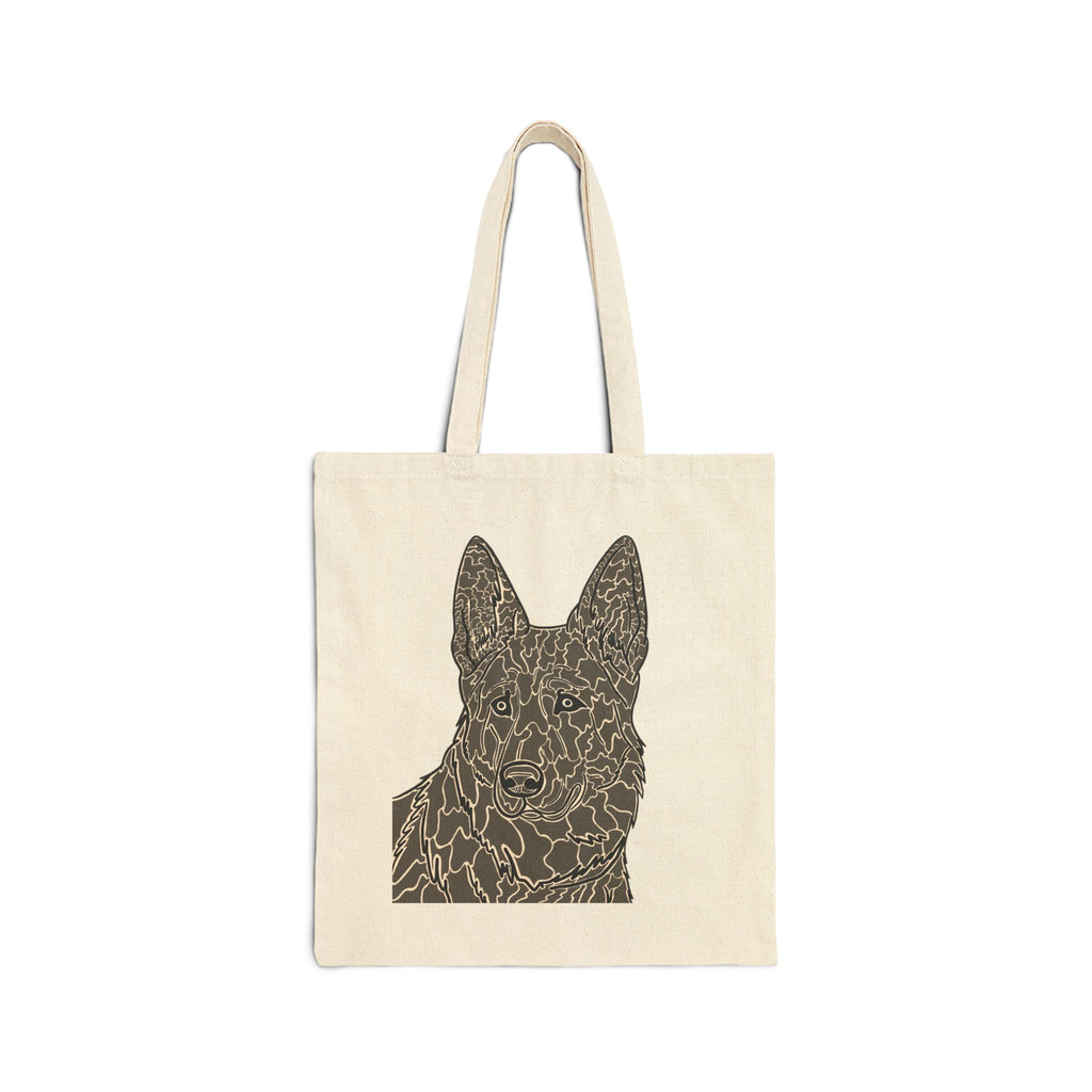 Canvas Tote Bag — Floral Line-Work German Shepherd Illustration