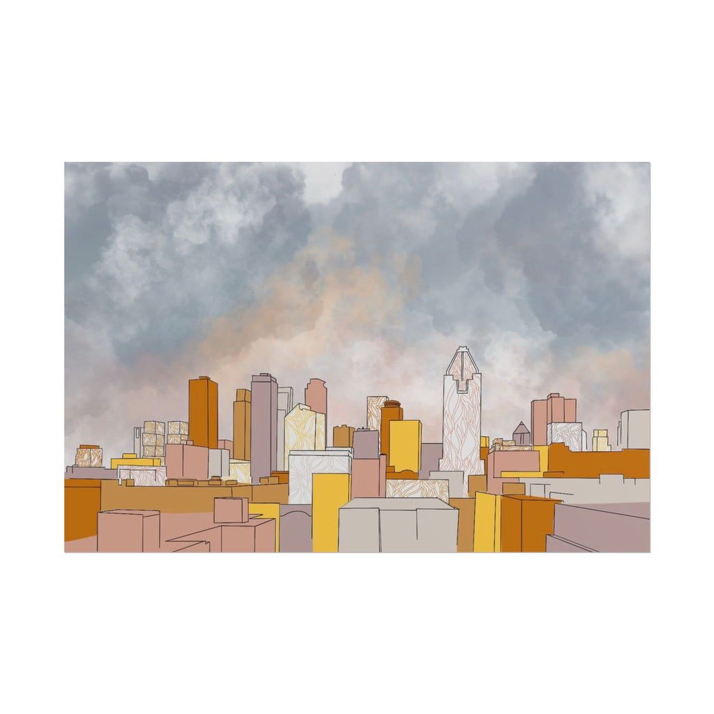City Skyline Illustration Rolled Posters | Urban Sunset Skyline Wall Art