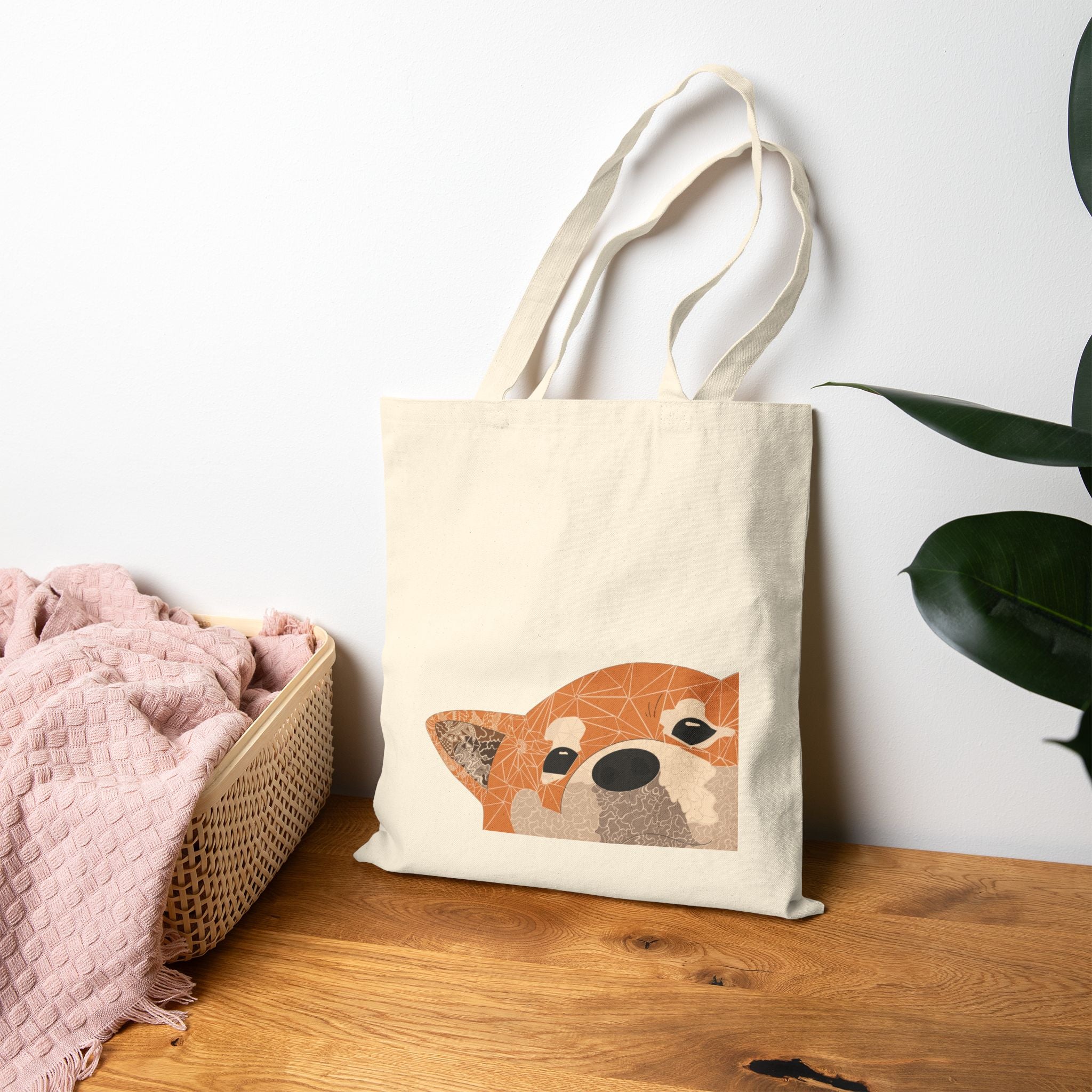 Peekaboo Fox Tote Bag | Canvas Shopper, Cute Woodland Animal Design
