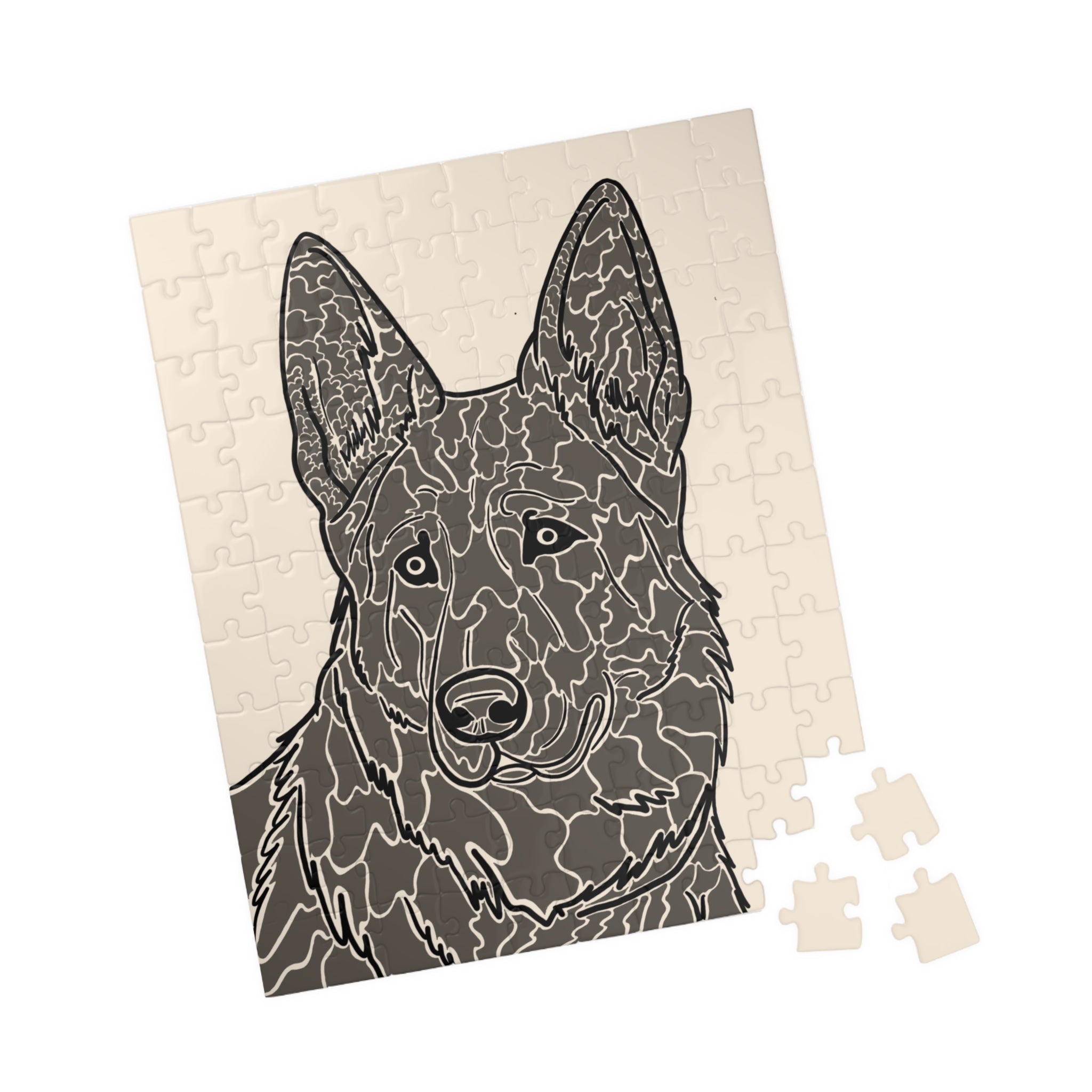 German Shepherd Line Art Puzzle | Dog Portrait Jigsaw 110-520 Pieces