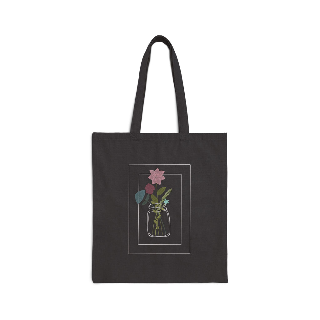 Floral Vase Cotton Tote — Minimal Botanical Canvas Bag