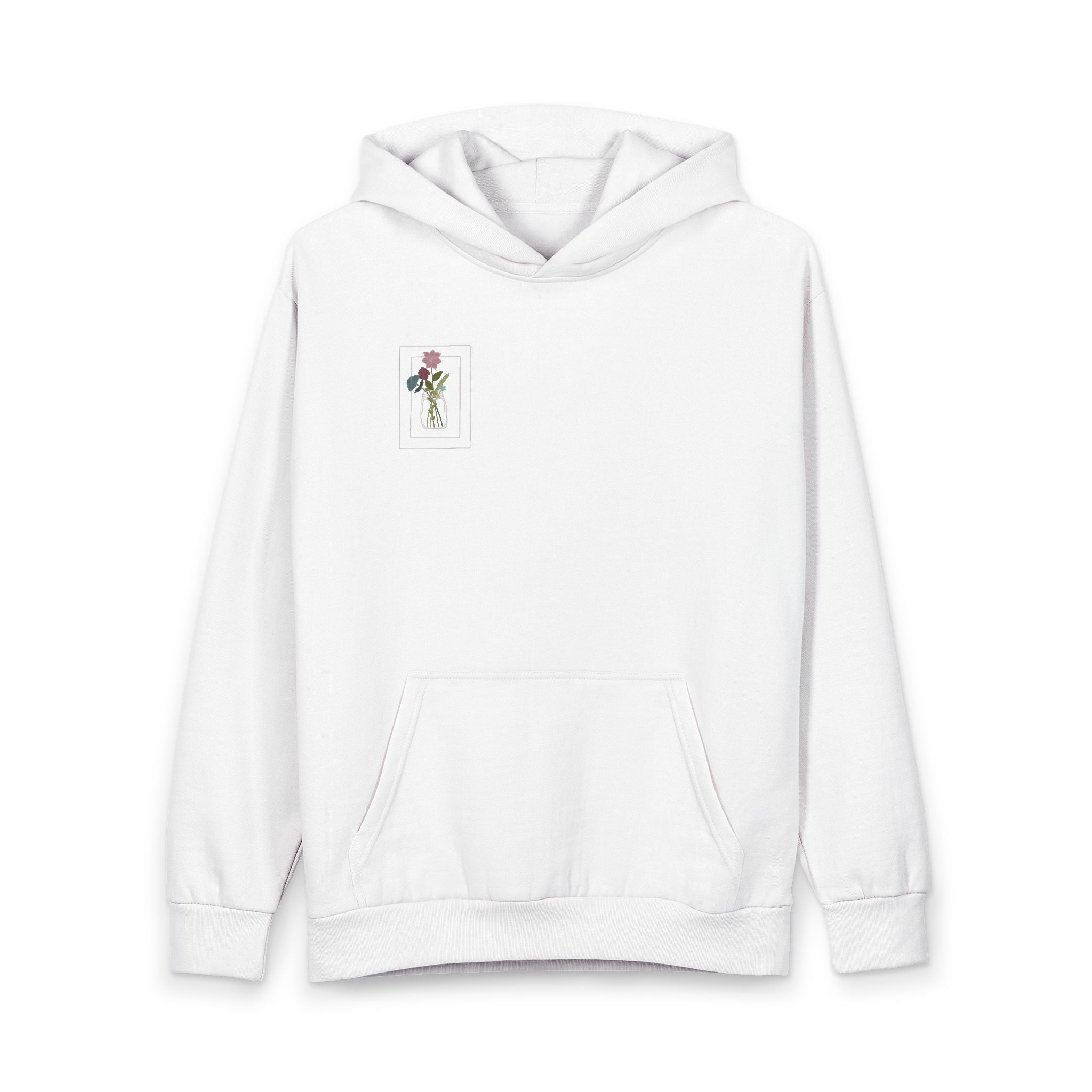 Pressed Flower Bouquet Hoodie | Botanical Art, Minimalist Back Print