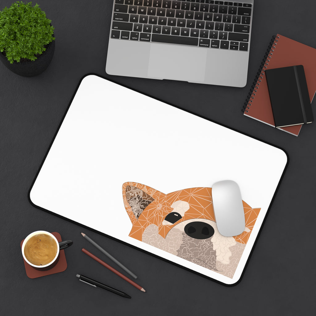 Geometric Shiba Inu Peek Desk Mat | Cute Dog Mousepad