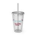 16oz Sunsplash Tumbler with Straw — "Don't Be a Brat" Floral Cold Cup