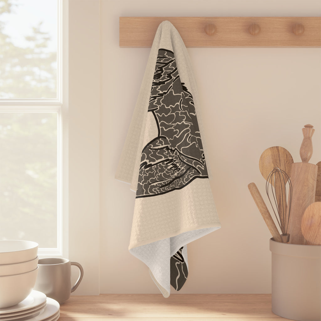 German Shepherd Line Art Microfiber Tea Towel | Dog Illustration, Neutral