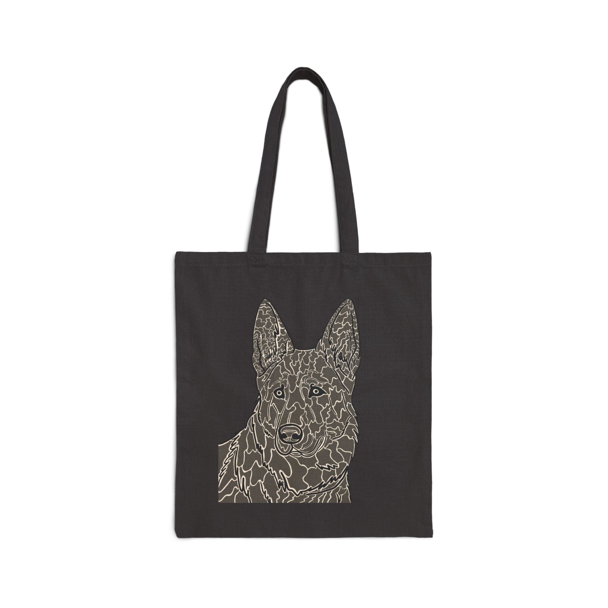 Canvas Tote Bag — Floral Line-Work German Shepherd Illustration