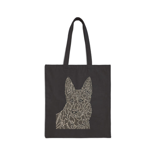 Canvas Tote Bag — Floral Line-Work German Shepherd Illustration
