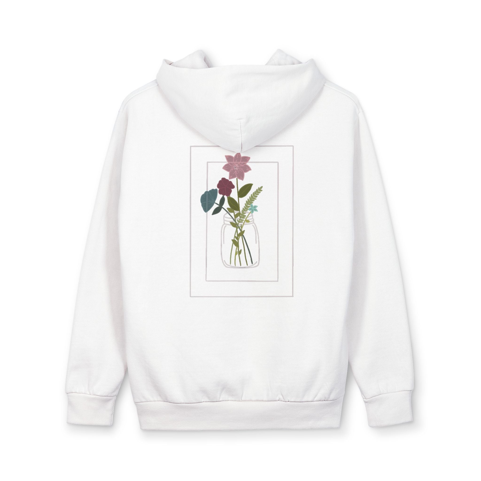 Pressed Flower Bouquet Hoodie | Botanical Art, Minimalist Back Print